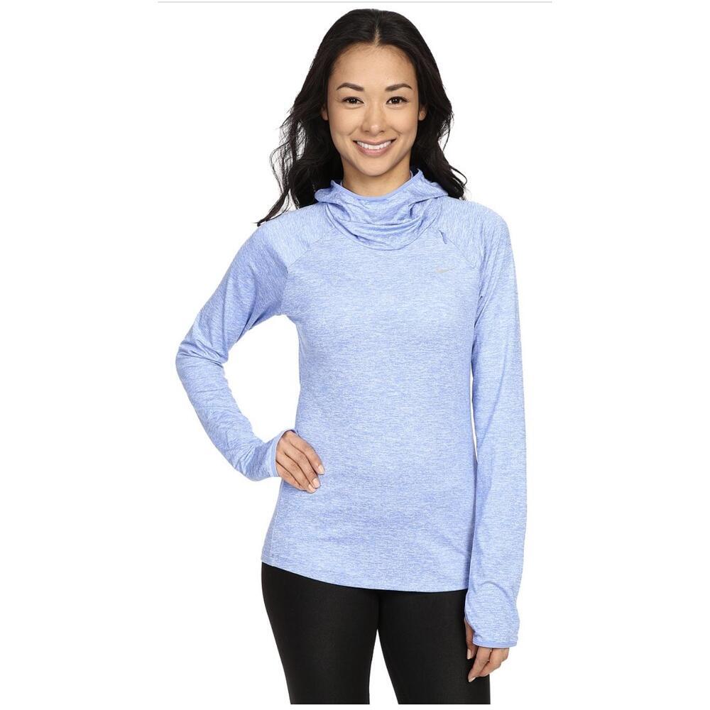 Womens Nike Dri-Fit Dry Element Running Hoodie Blue Heather Sweatshirt Size XS